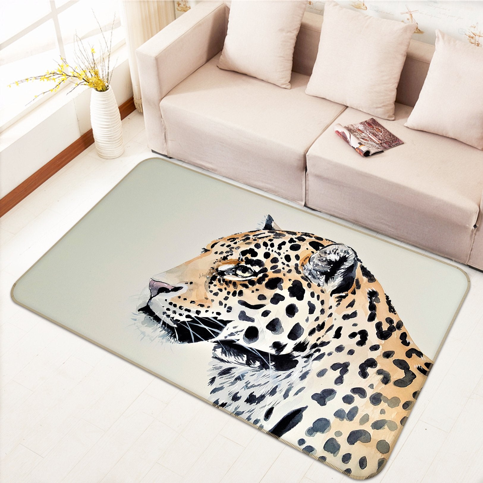 3D Leopard Head 608 Animal Non Slip Rug Mat Mat AJ Creativity Home 