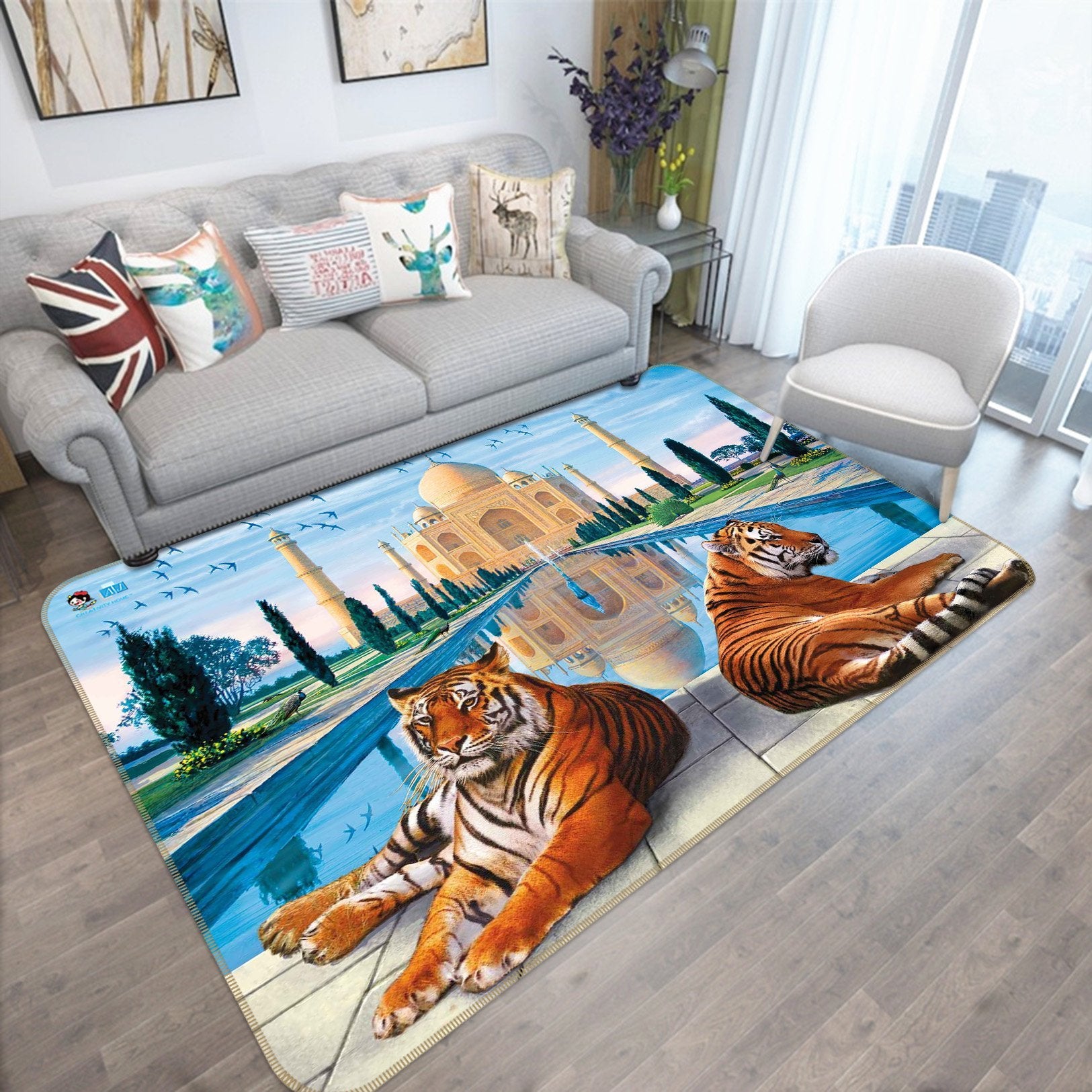 3D Taj Mahal Tigers 273 Non Slip Rug Mat Mat AJ Creativity Home 