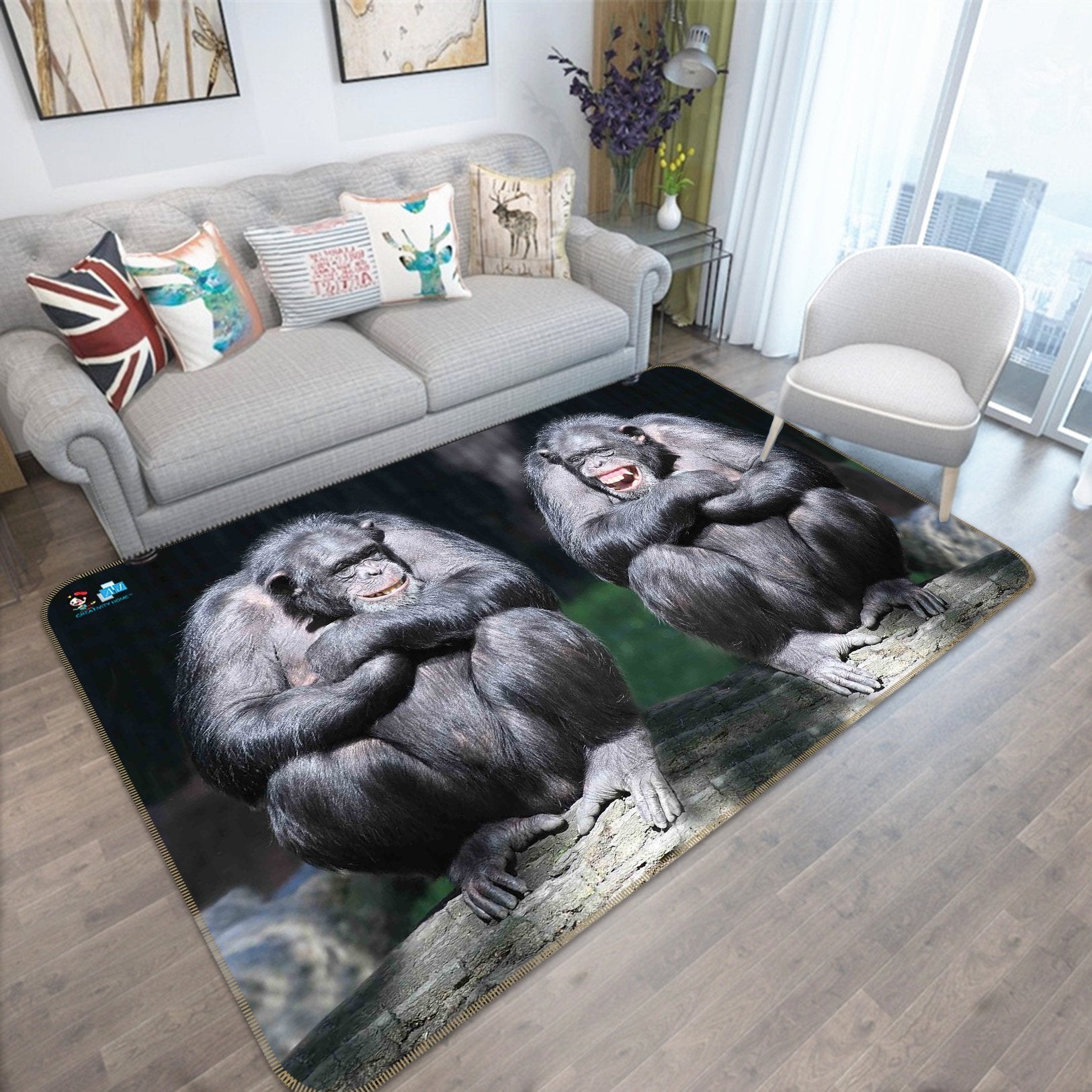 3D Chimpanzee 249 Non Slip Rug Mat Mat AJ Creativity Home 
