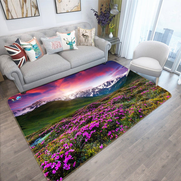3D White Flowers 11099 Matthew Holden Bates Rug Round Non Slip Rug Mat