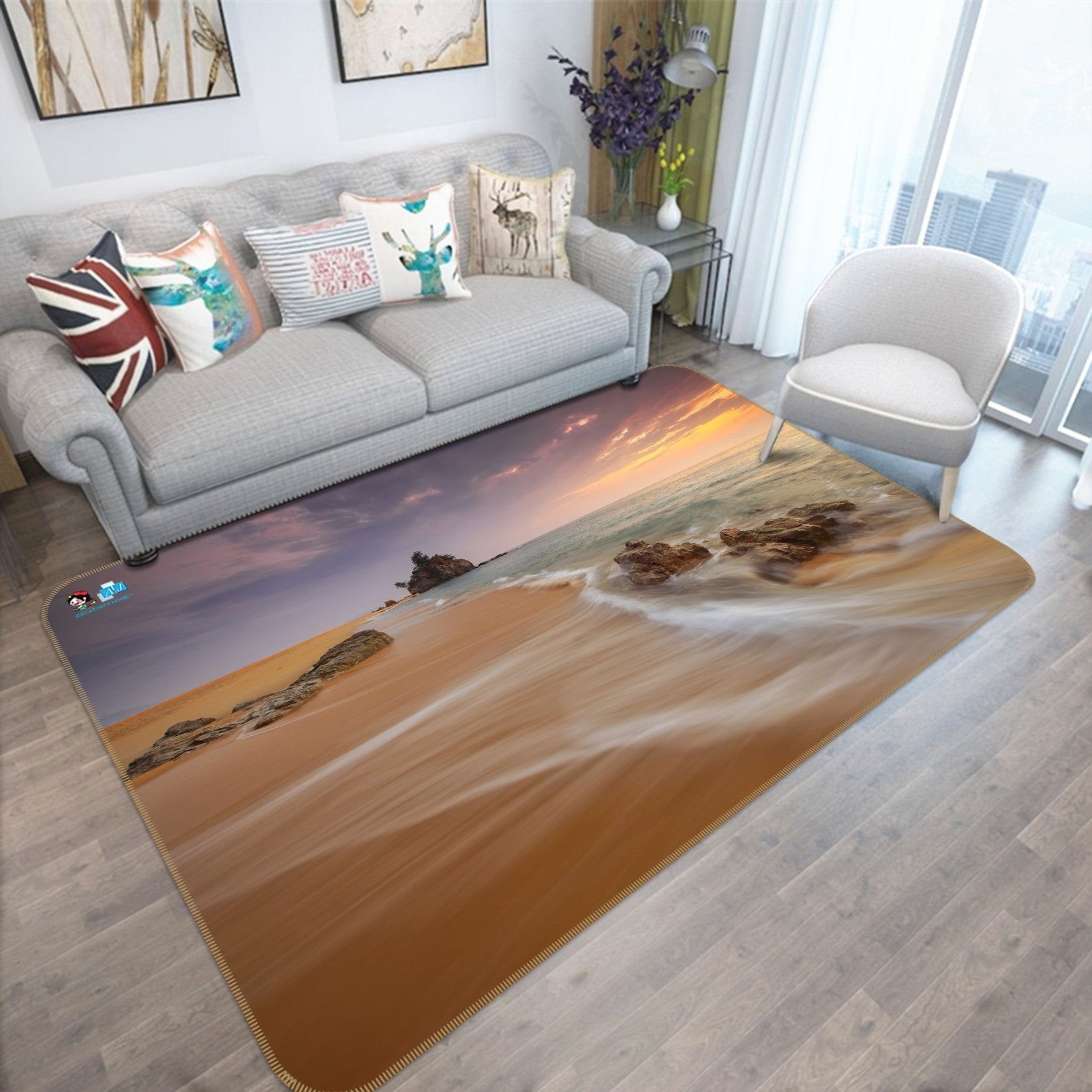 3D Dusk Beach 042 Non Slip Rug Mat Mat AJ Creativity Home 