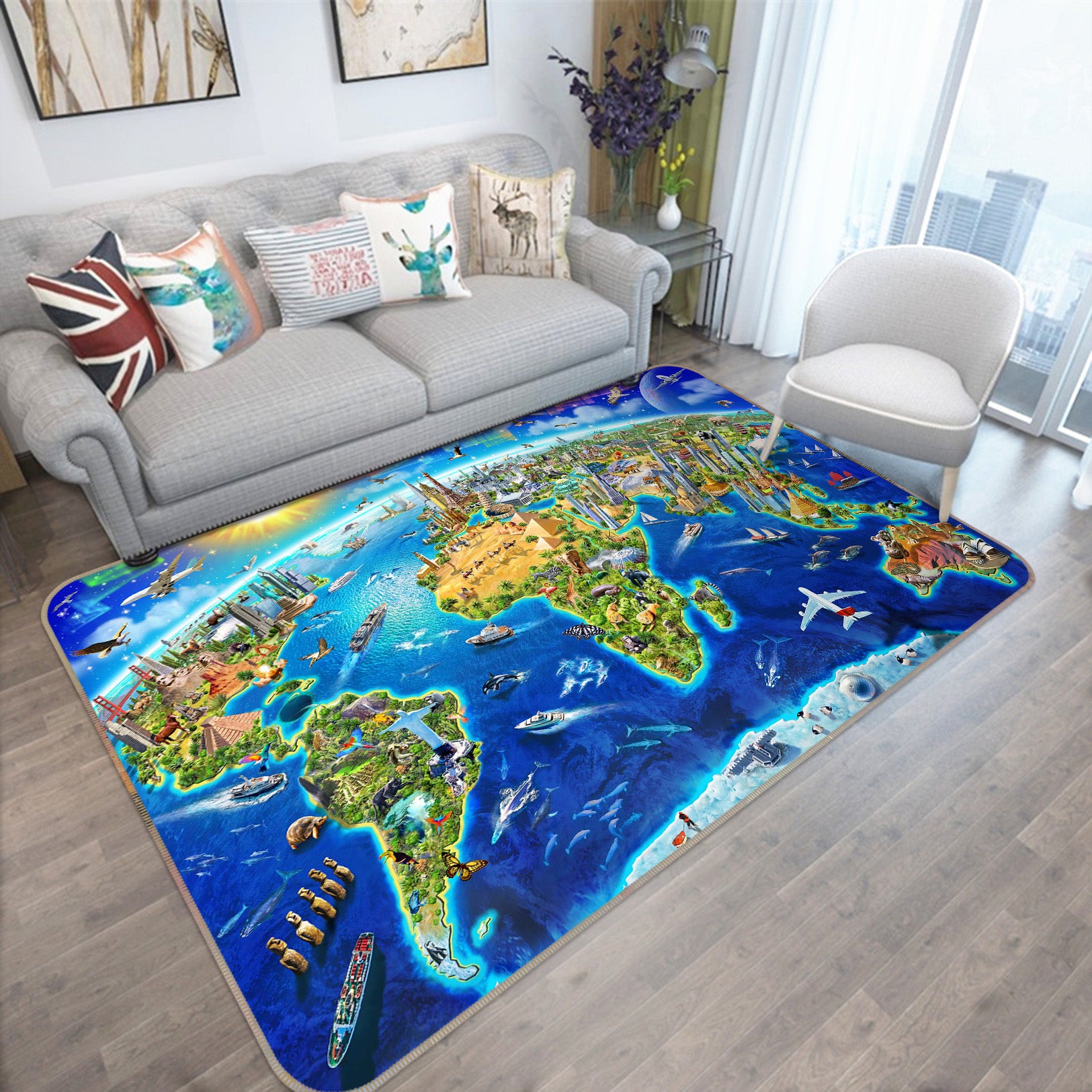 3D Earth Oasis 1071 Adrian Chesterman Rug Non Slip Rug Mat