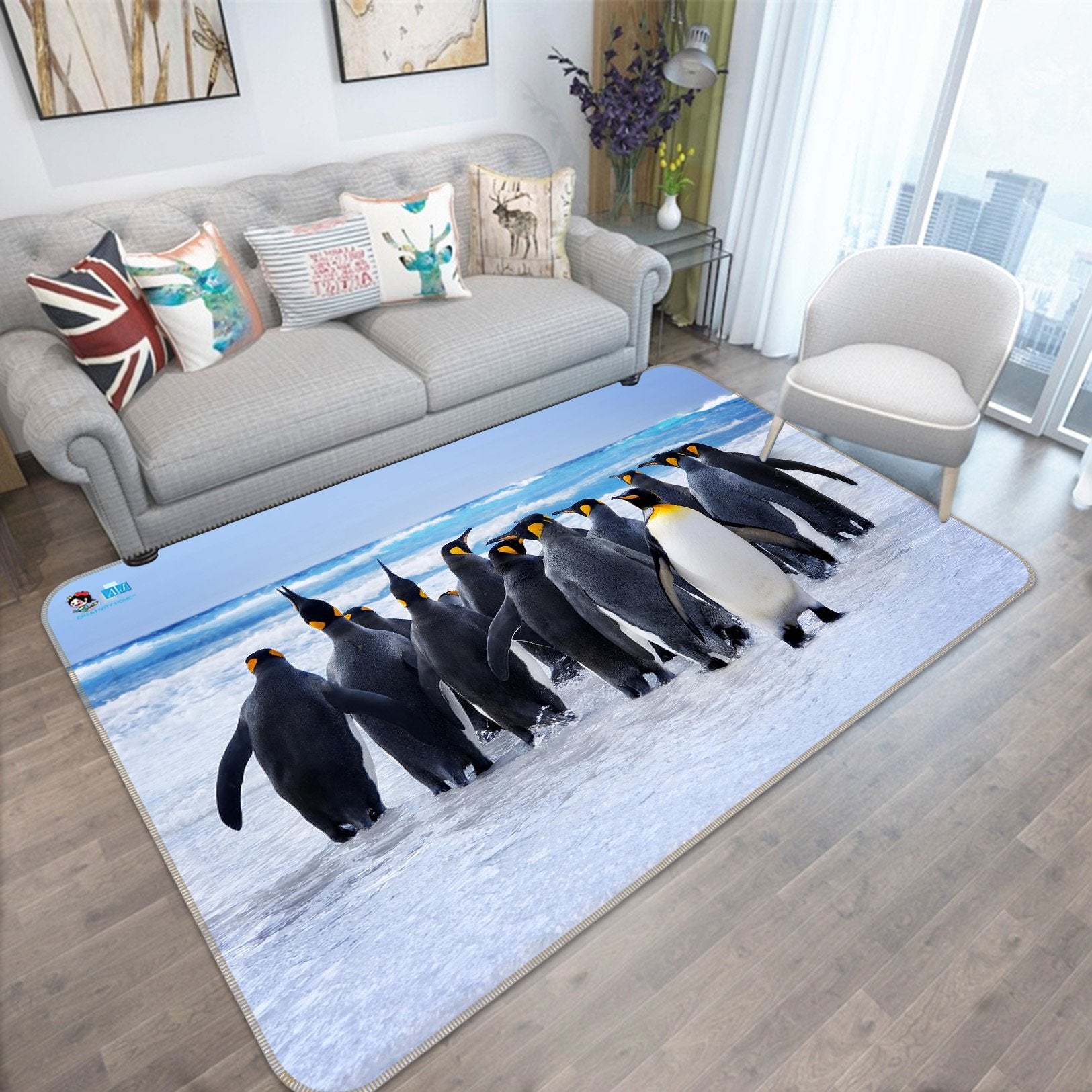 3D Penguins 250 Non Slip Rug Mat Mat AJ Creativity Home 