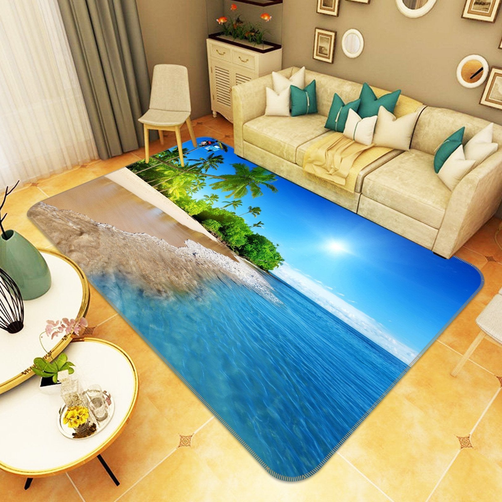 3D Pretty Beach Scenery 162 Non Slip Rug Mat Mat AJ Creativity Home 