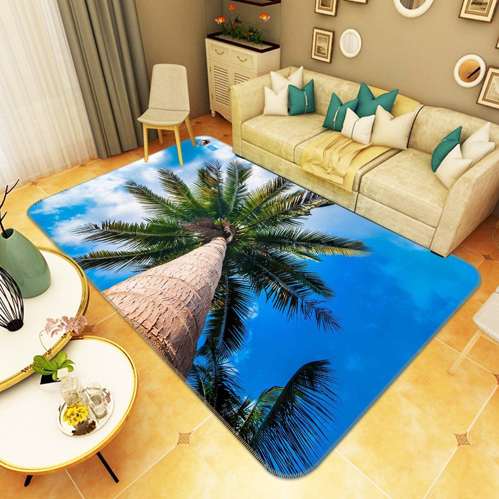 3D Tall Coconut Tree 197 Non Slip Rug Mat Mat AJ Creativity Home 