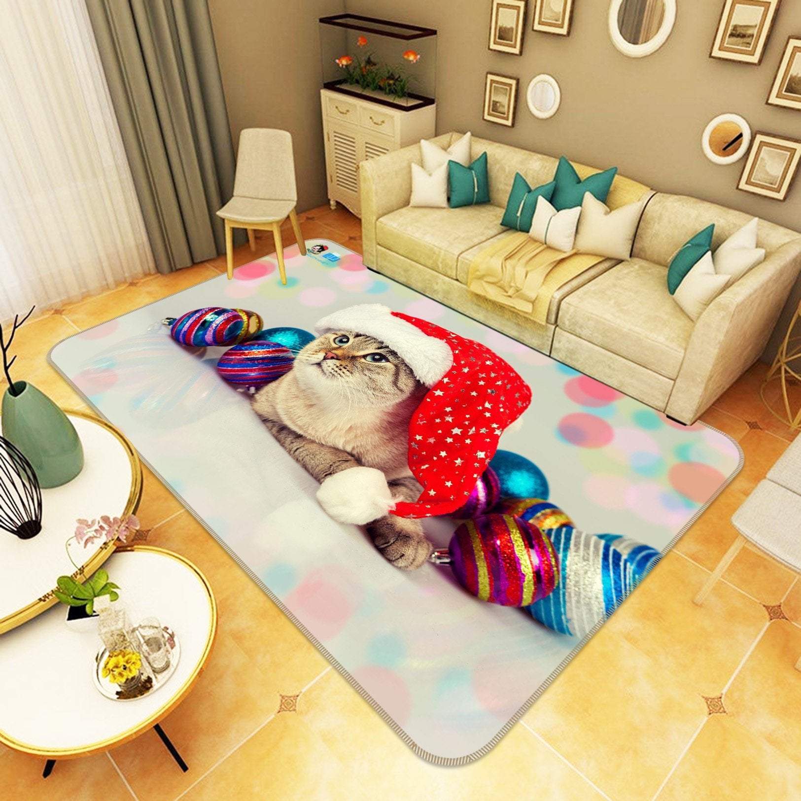 3D Christmas Cat 253 Non Slip Rug Mat Mat AJ Creativity Home 