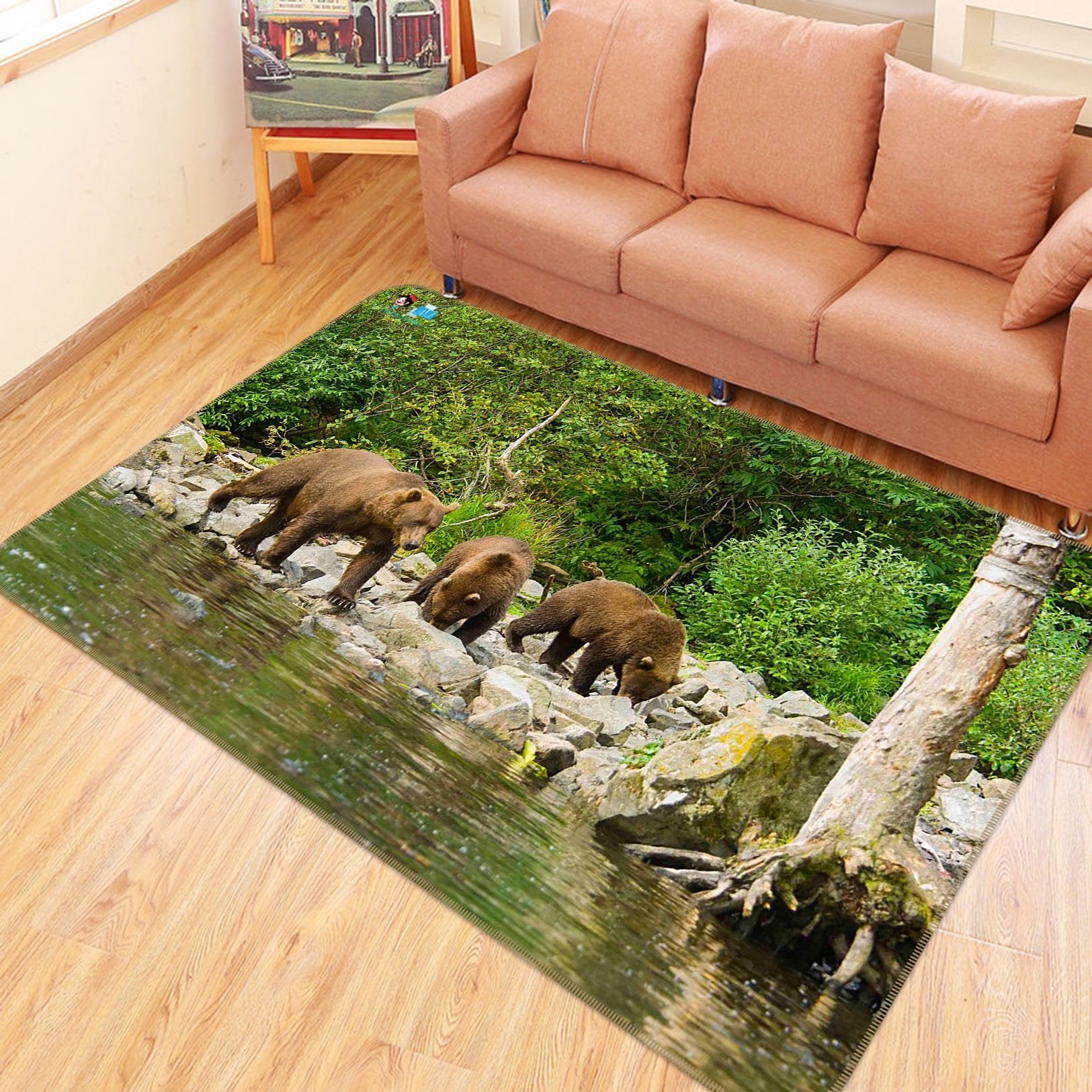 3D Big Brown Bear 236 Non Slip Rug Mat Mat AJ Creativity Home 