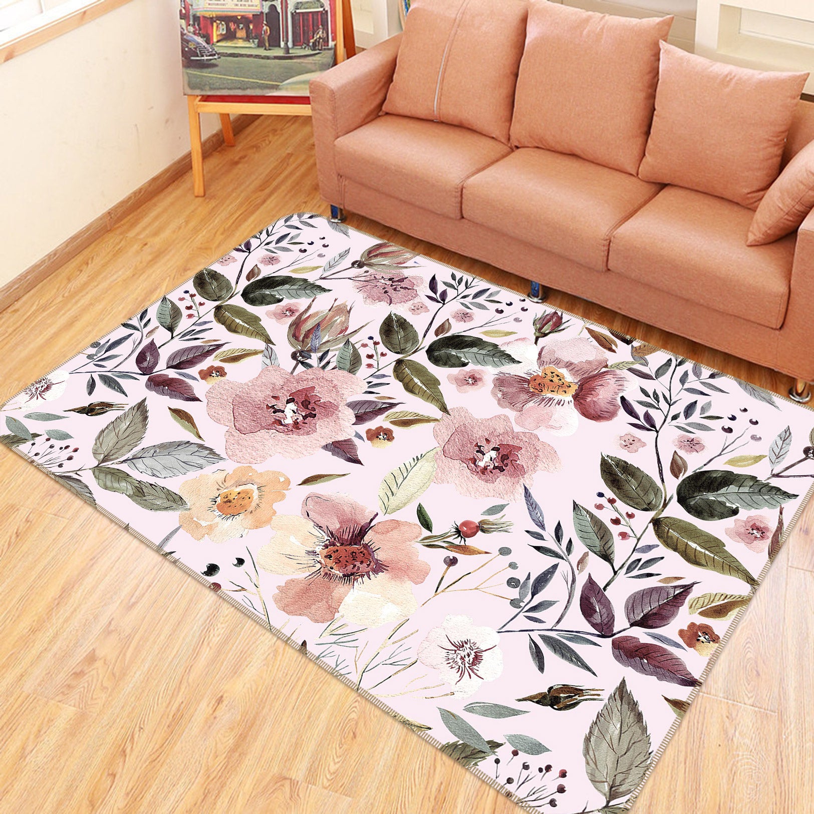 3D Flowers Open 083 Uta Naumann Rug Non Slip Rug Mat