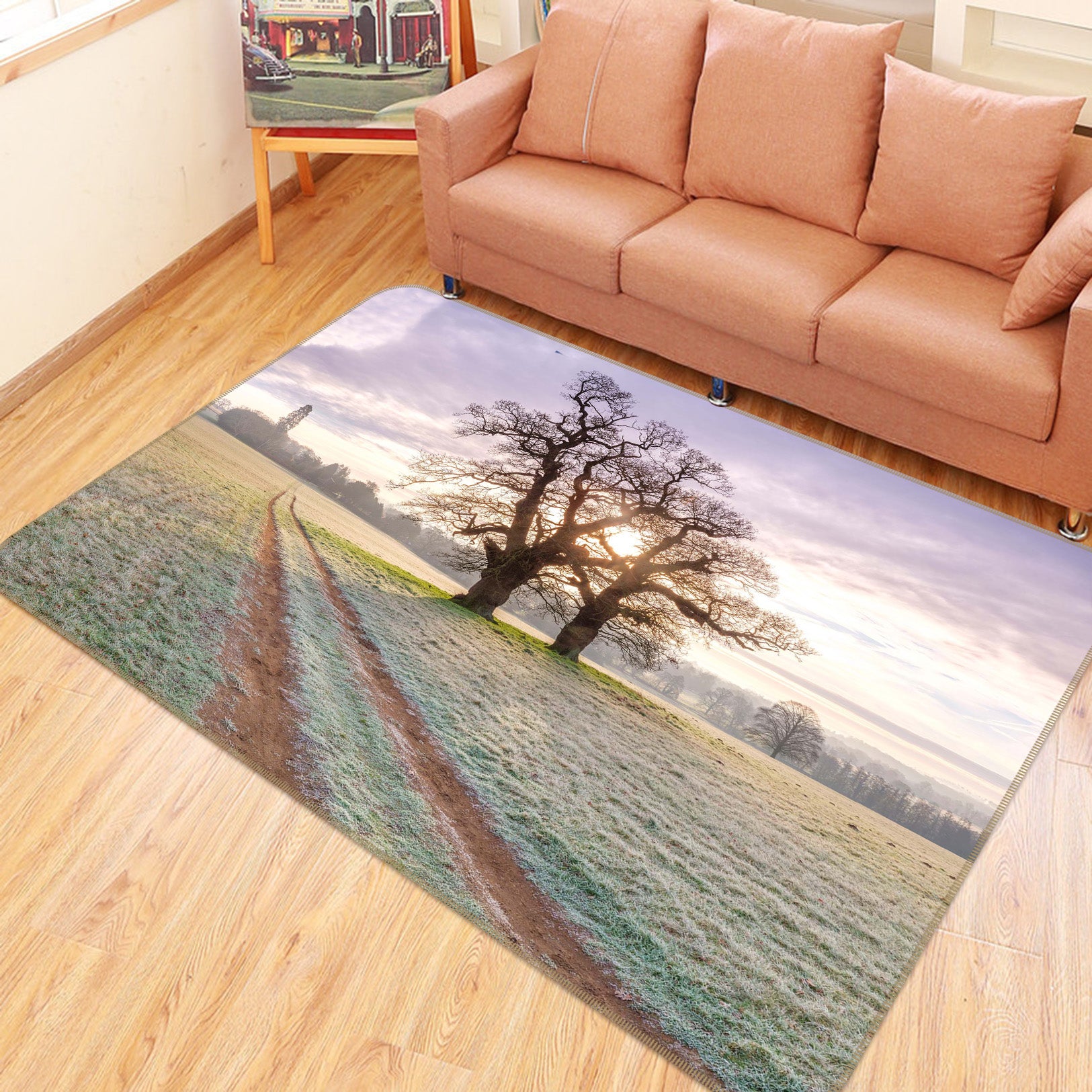 3D Land Grass Tree 172 Assaf Frank Rug Non Slip Rug Mat