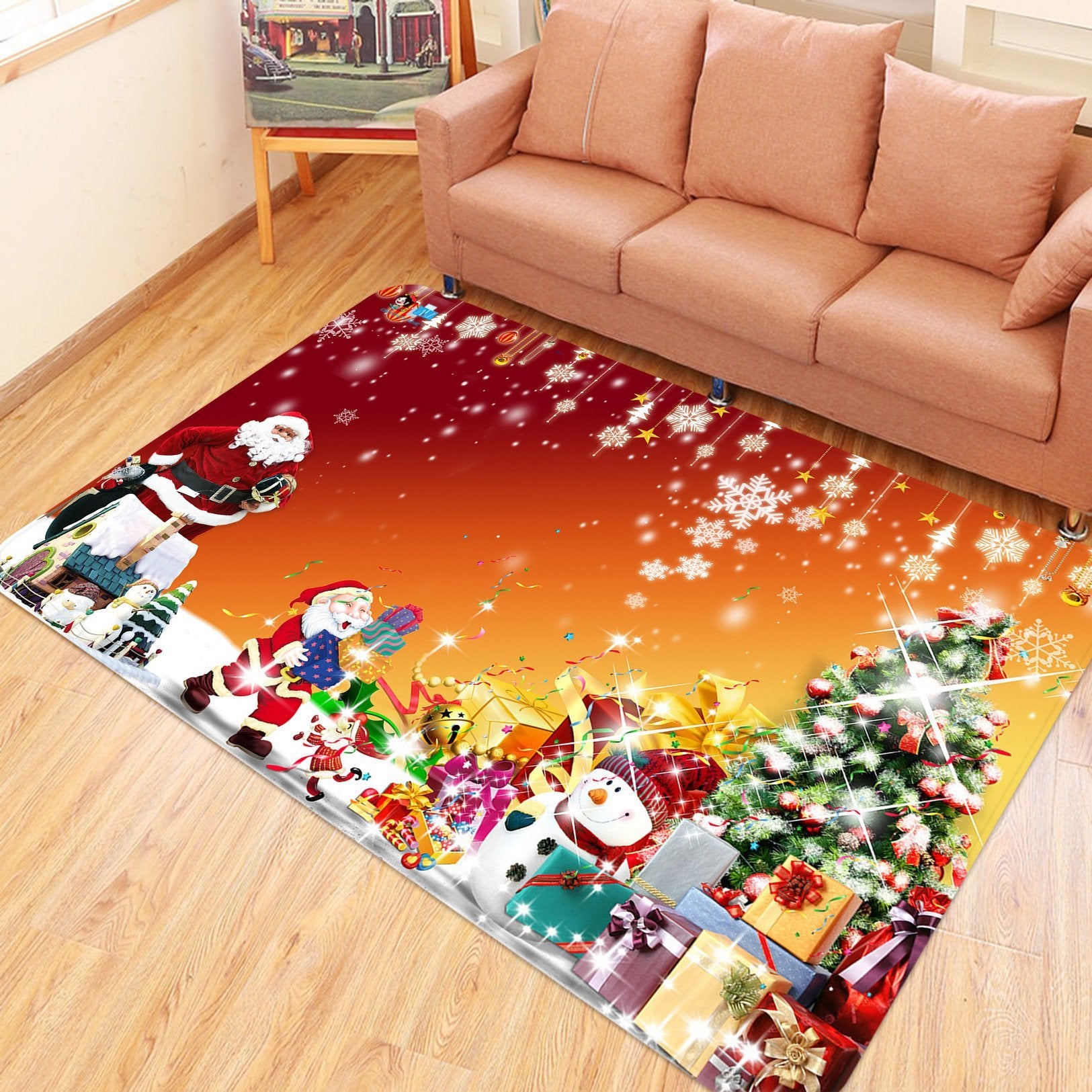 3D Snowflake Shiny Gift Box 014 Non Slip Rug Mat Mat AJ Creativity Home 
