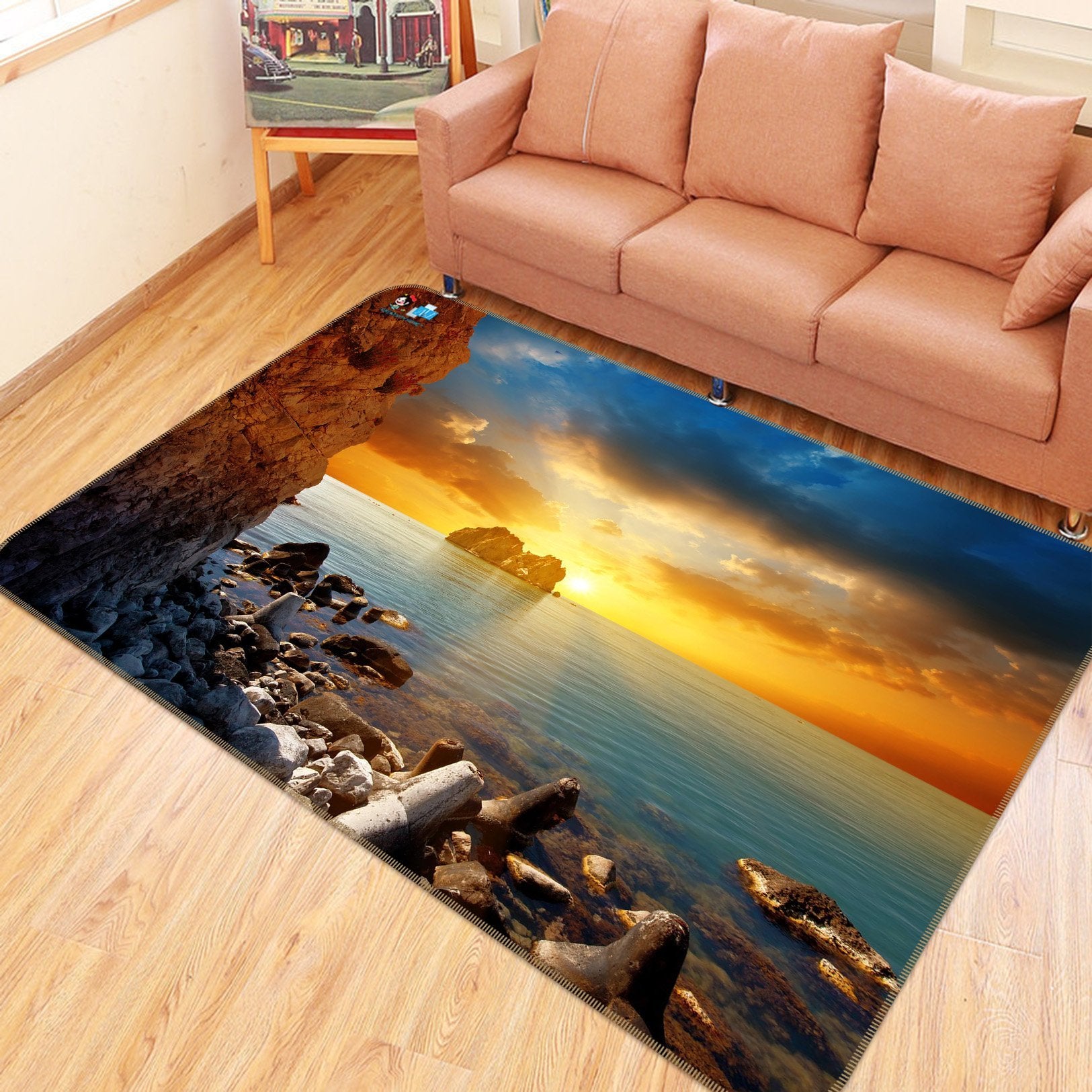 3D Sea Dusk Stone 626 Non Slip Rug Mat Mat AJ Creativity Home 