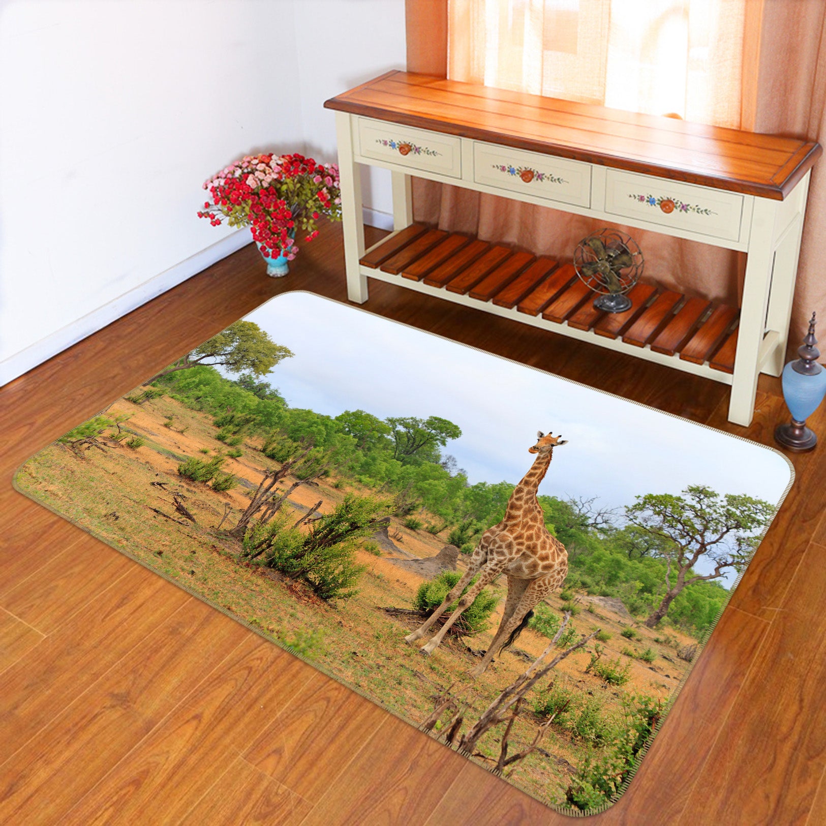 3D Giraffe Grass 137 Animal Non Slip Rug Mat