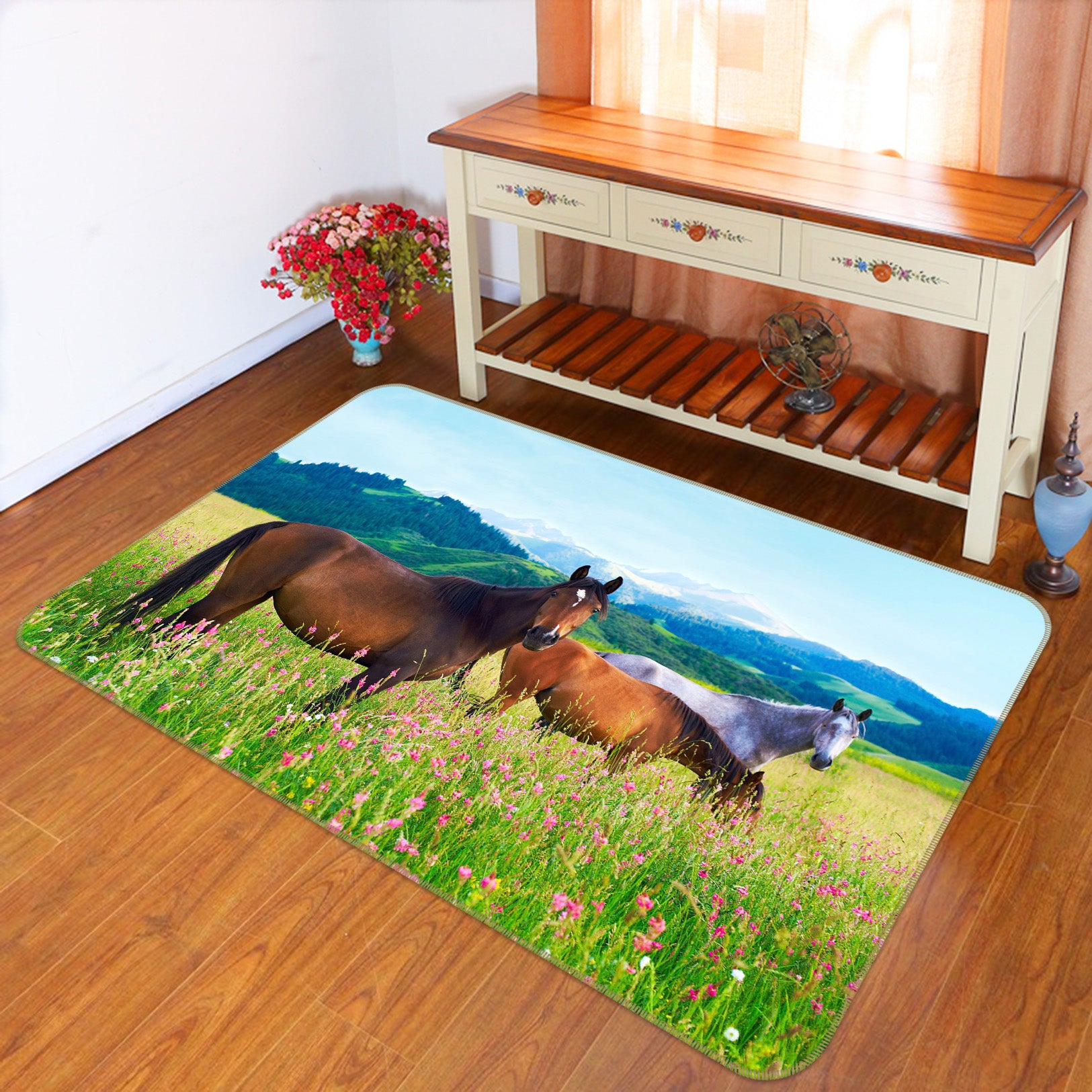 3D Grass Horse 066 Animal Non Slip Rug Mat