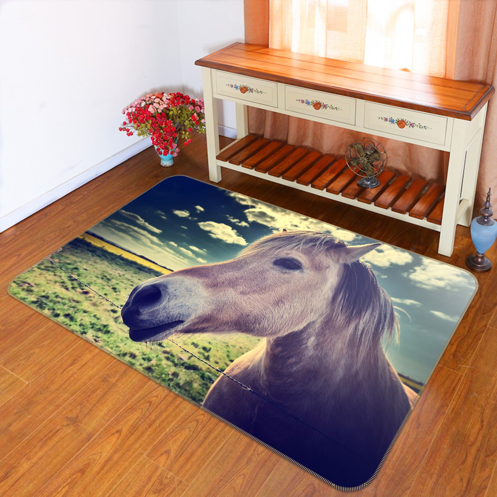 3D Horse Head 092 Animal Non Slip Rug Mat
