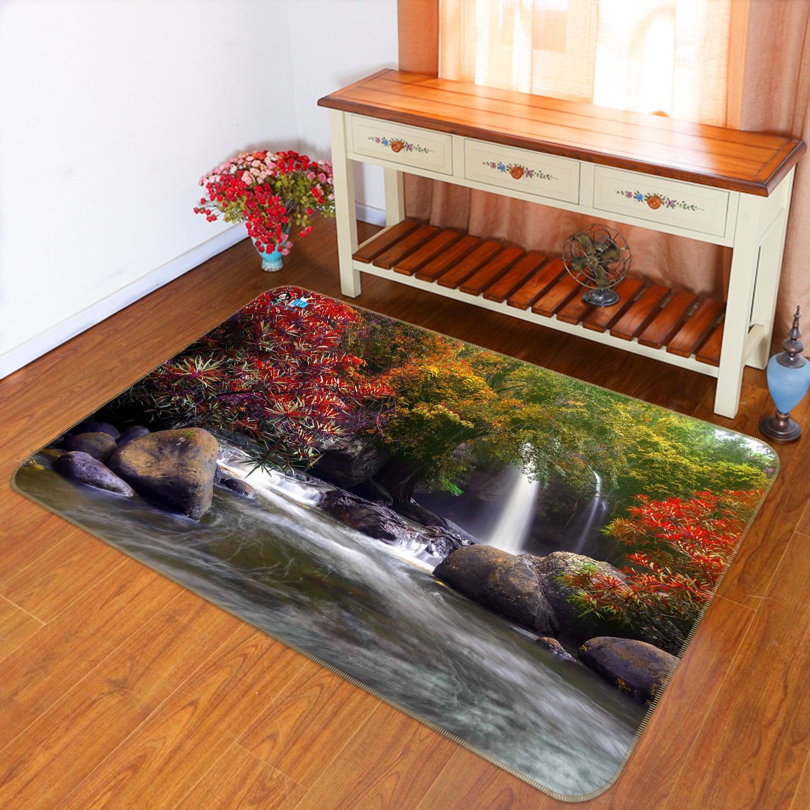 3D River Waterfall 215 Non Slip Rug Mat Mat AJ Creativity Home 