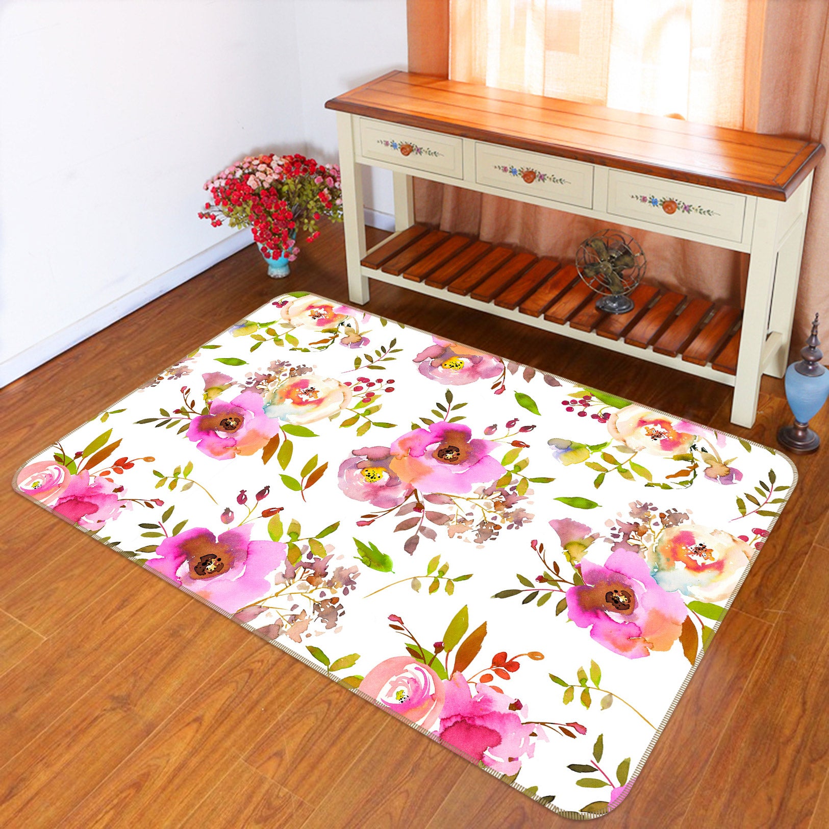 3D Pattern Flower 092 Uta Naumann Rug Non Slip Rug Mat