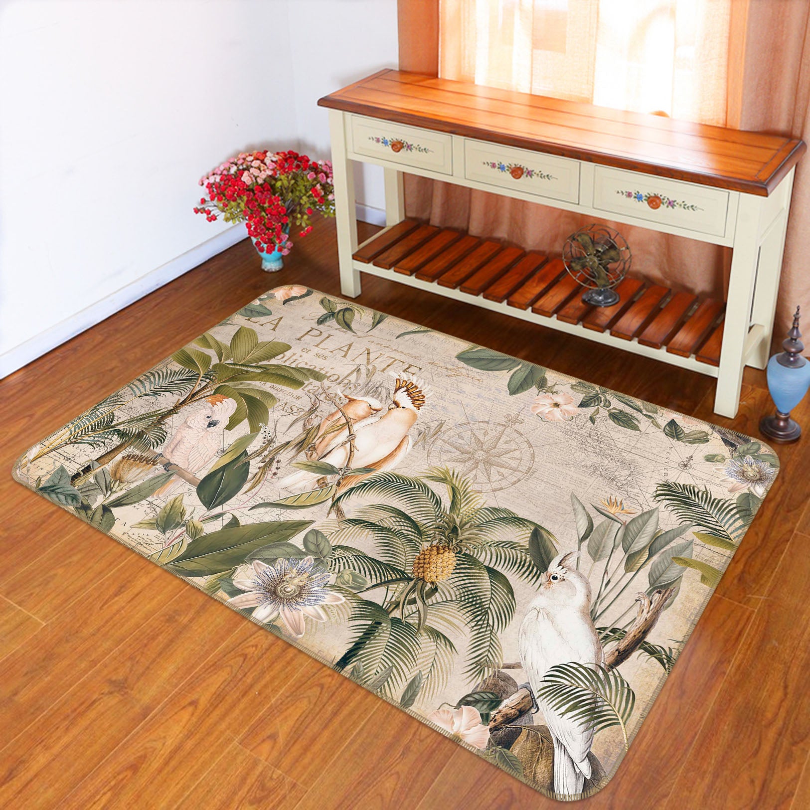 3D Parrot Friend 1043 Andrea haase Rug Non Slip Rug Mat