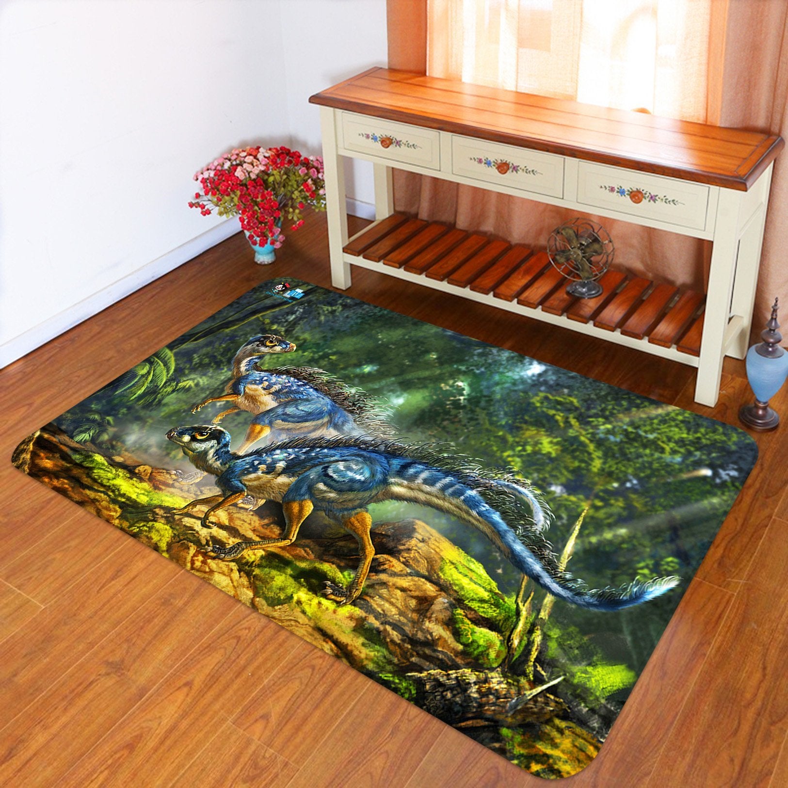 3D Sunlight Blue Dragon 30 Non Slip Rug Mat Mat AJ Creativity Home 