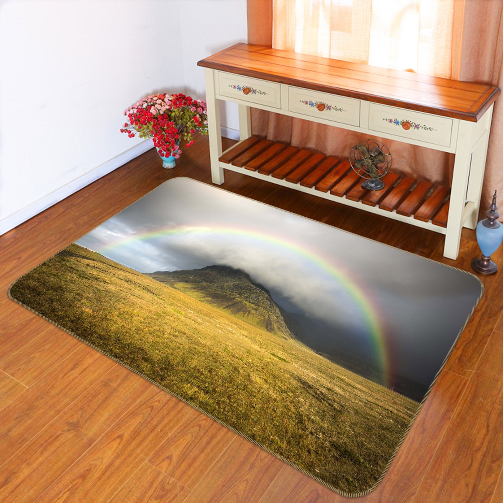 3D Prairie Rainbow 1105 Marco Carmassi Rug Non Slip Rug Mat