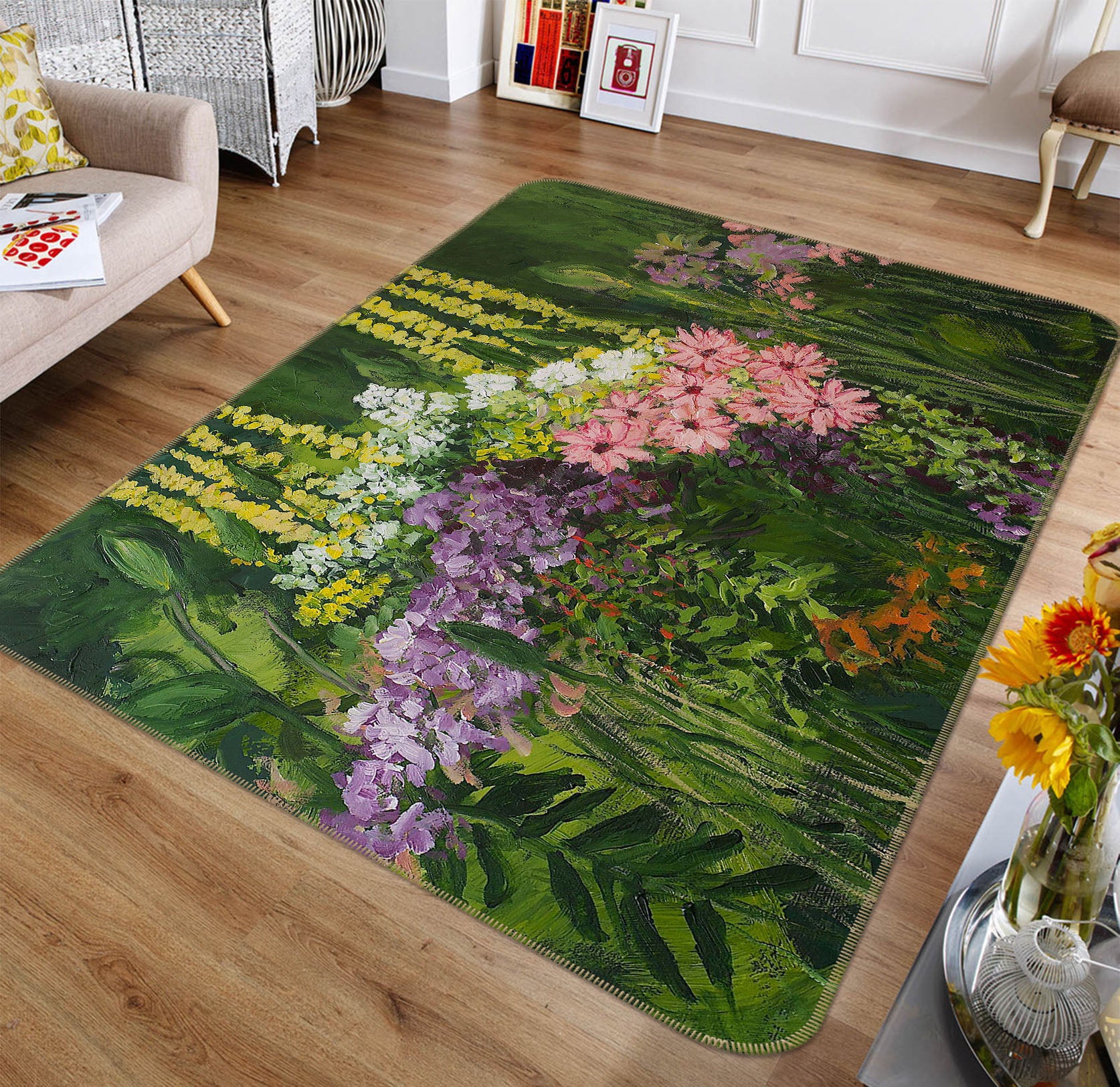 3D Flower Dance 1031 Allan P. Friedlander Rug Non Slip Rug Mat