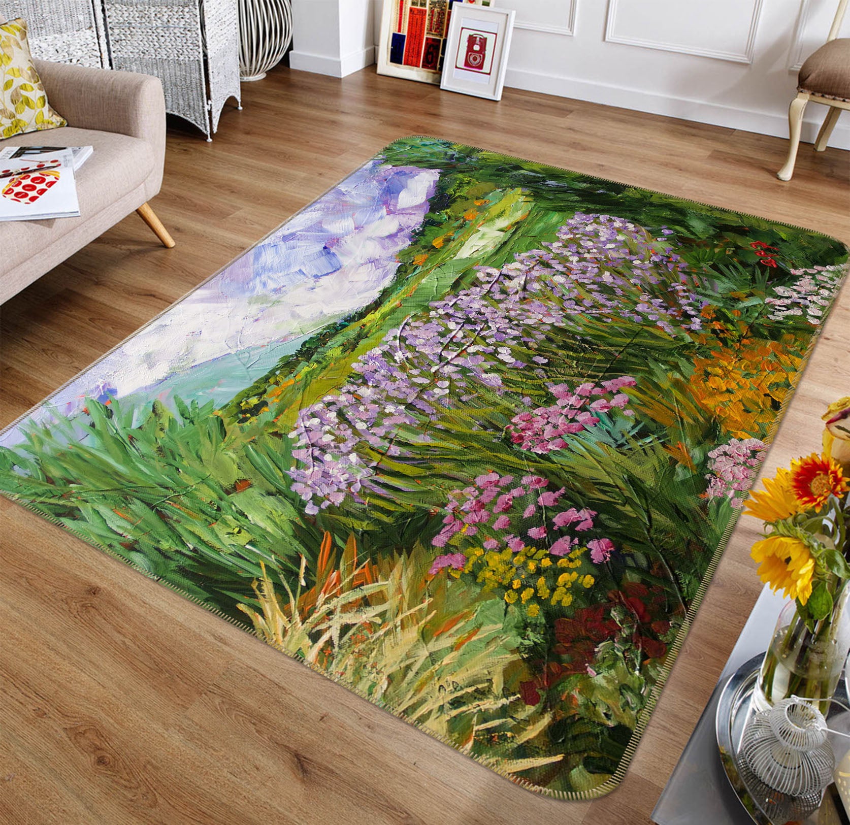 3D Flower Dream 1105 Allan P. Friedlander Rug Non Slip Rug Mat