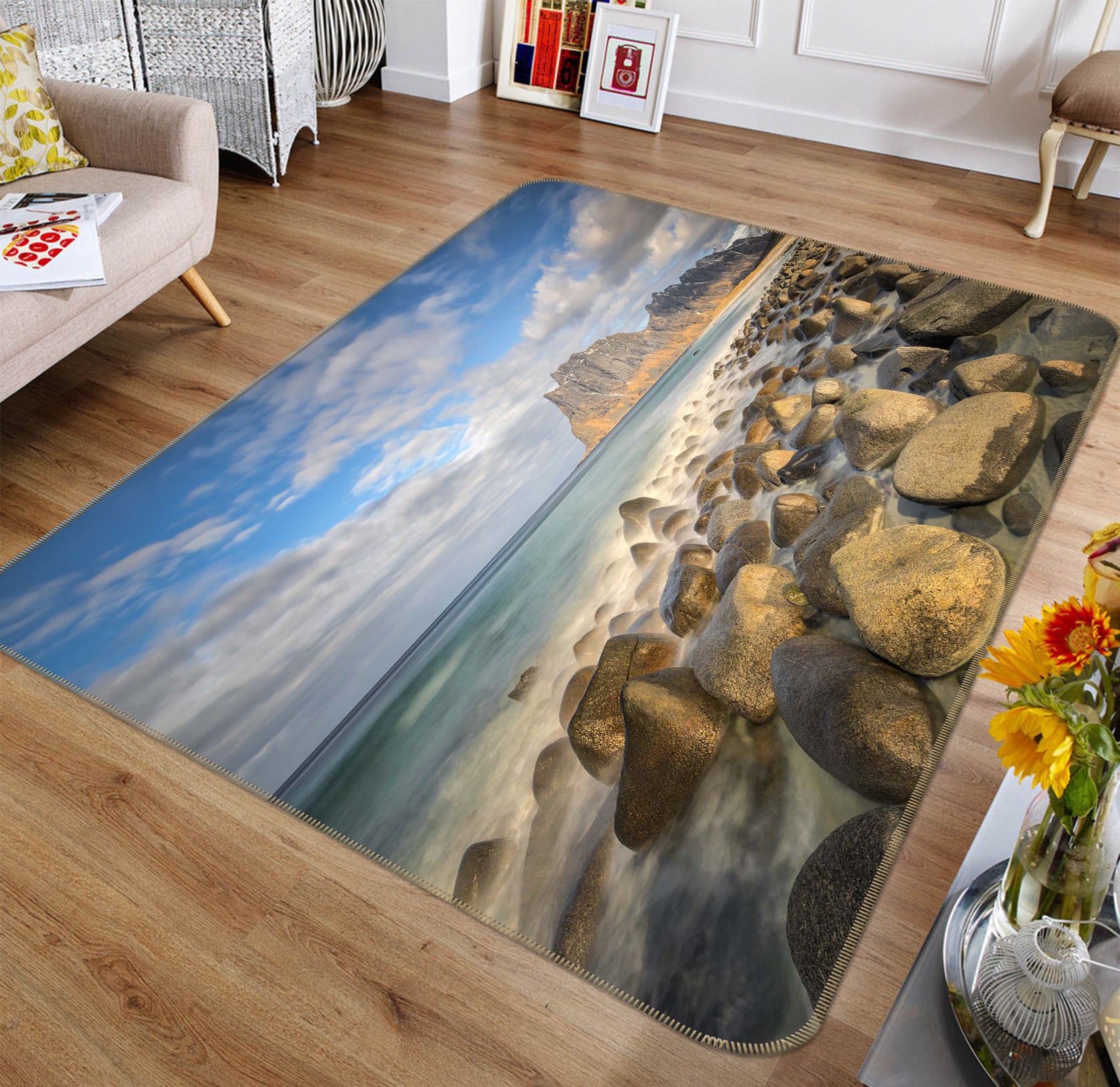 3D Sea Stones 1156 Marco Carmassi Rug Non Slip Rug Mat