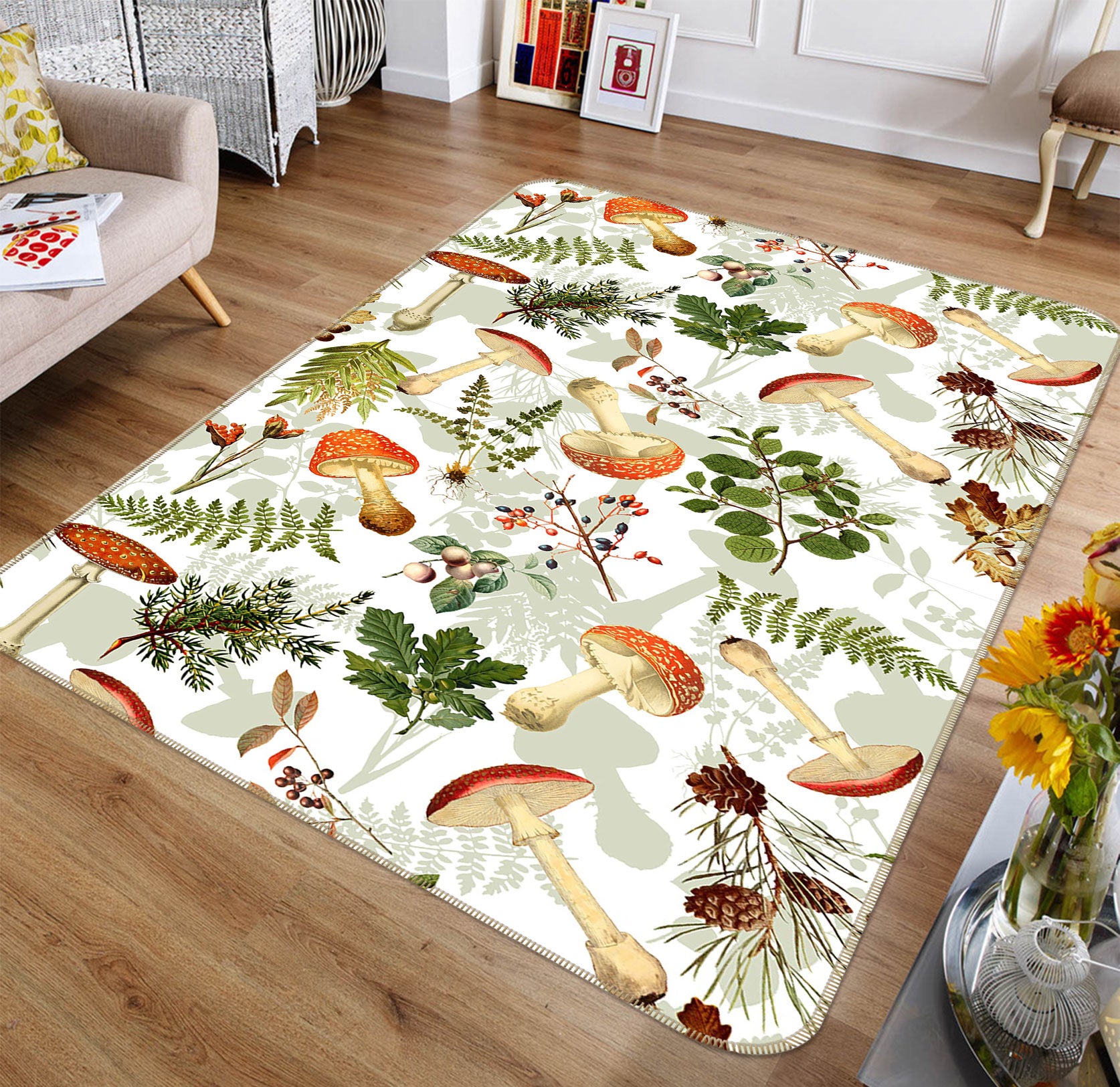 3D Mushroom Blueberry 168 Uta Naumann Rug Non Slip Rug Mat