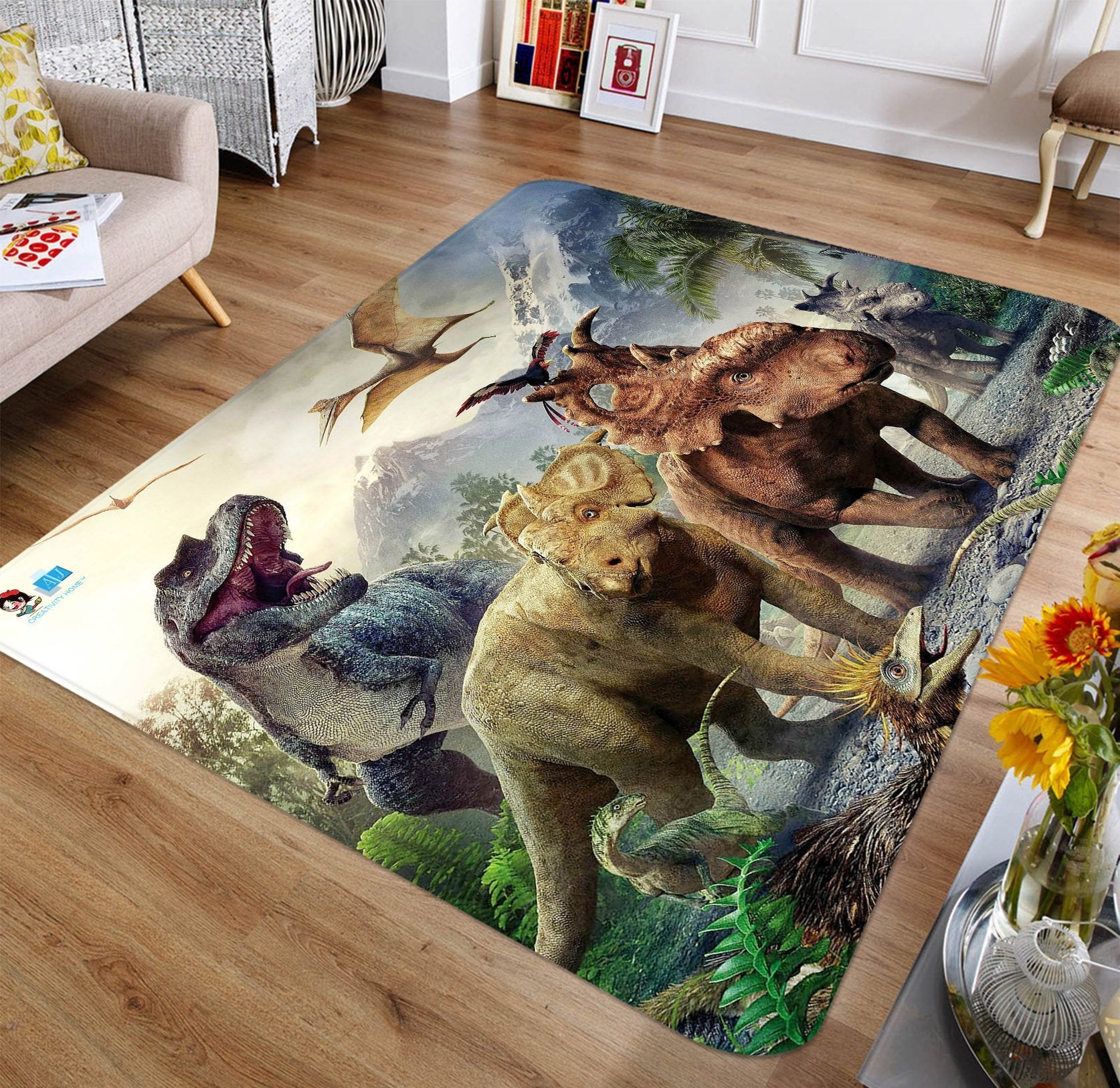 3D Mountain Dinosaur Group 28 Non Slip Rug Mat Mat AJ Creativity Home 