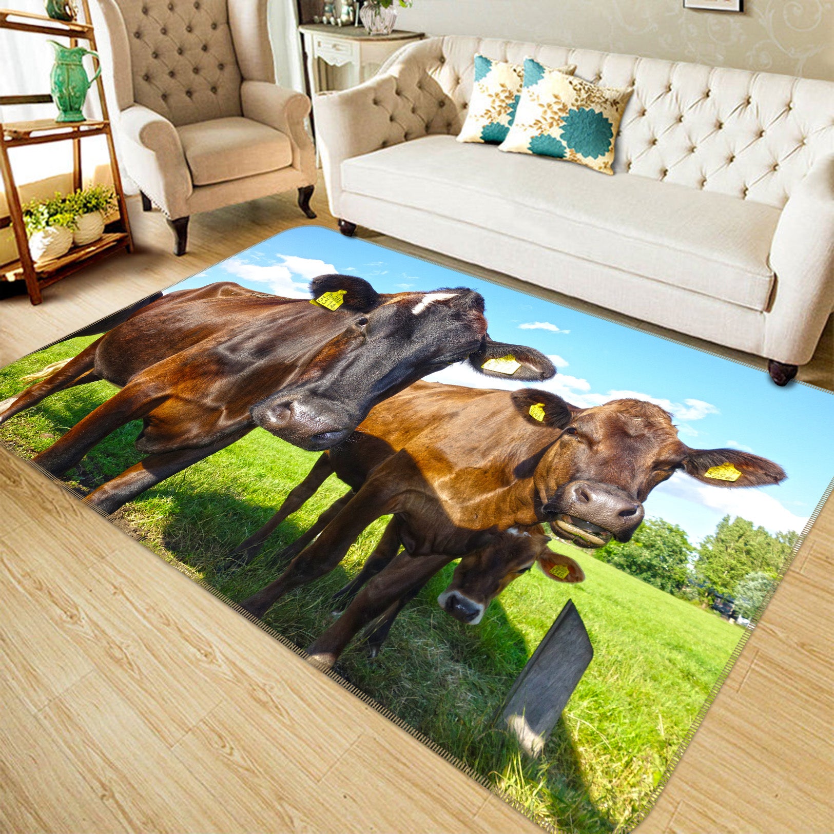 3D Cow Lawn 034 Animal Non Slip Rug Mat