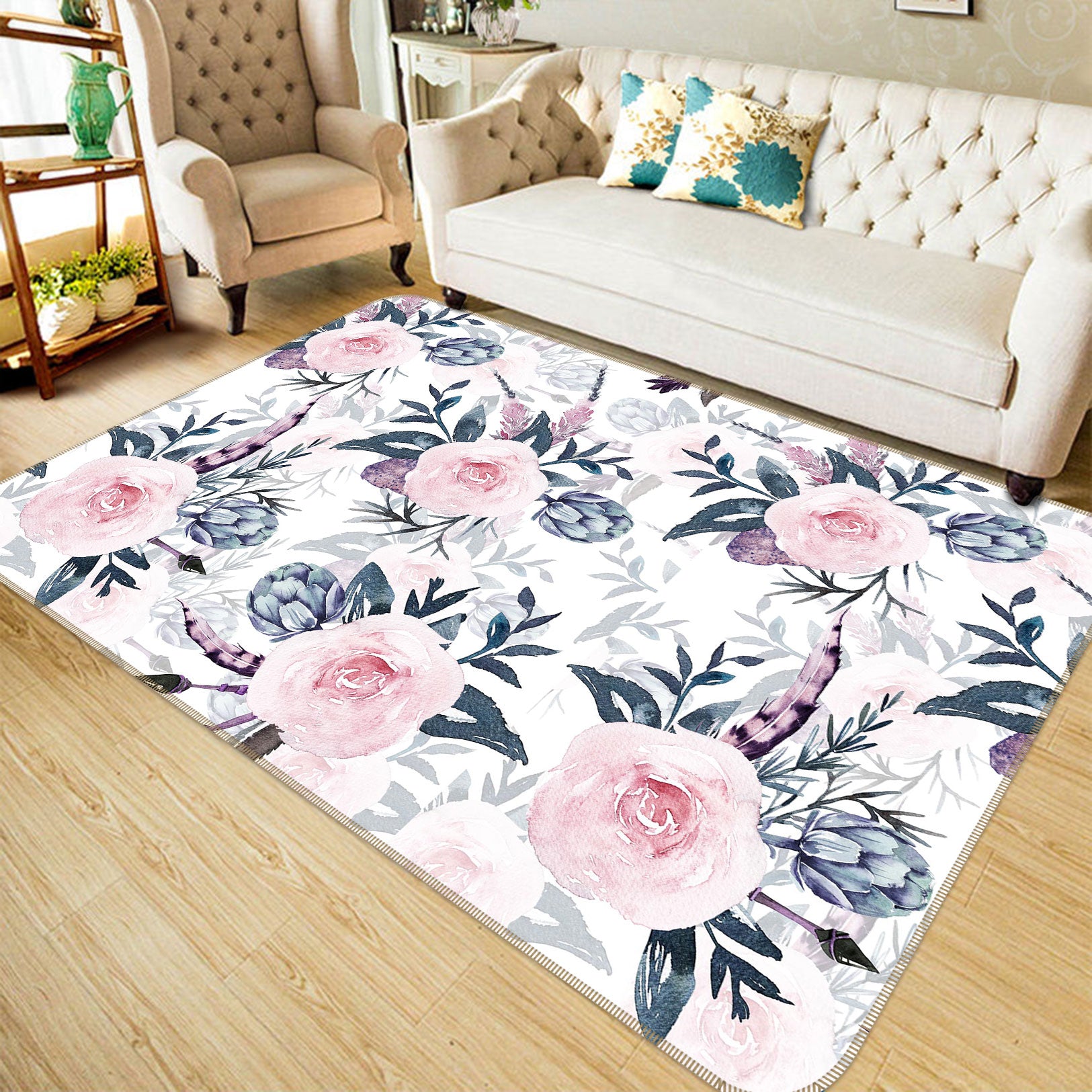 3D Peony Blossoms 093 Uta Naumann Rug Non Slip Rug Mat