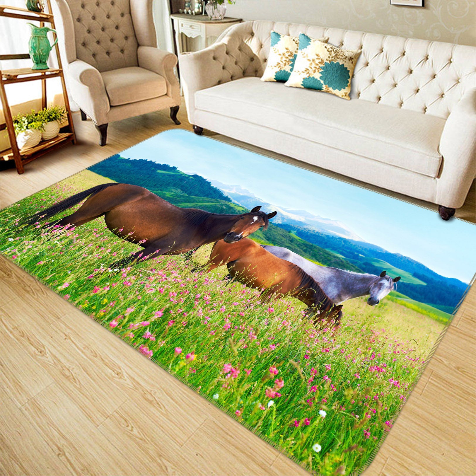 3D Grass Horse 066 Animal Non Slip Rug Mat