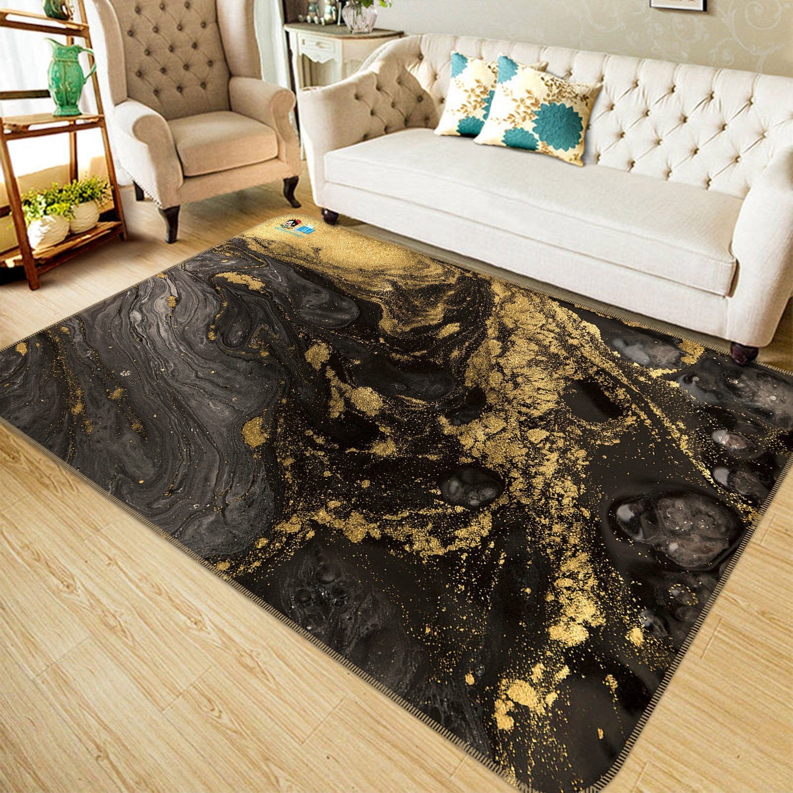 3D Gold Pattern 76 Non Slip Rug Mat Mat AJ Creativity Home 