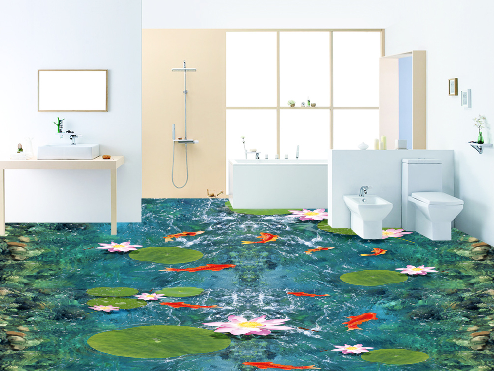 3D Lotus Leaf Lotus 546 Floor Mural  Wallpaper Murals Rug & Mat Print Epoxy waterproof bath floor