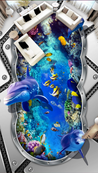 3D Dolphin Fish 375 Floor Mural Wallpaper AJ Wallpaper 2 