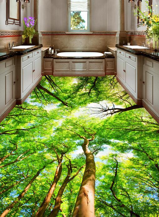 3D Forest Treetops Floor Mural Wallpaper AJ Wallpaper 2 