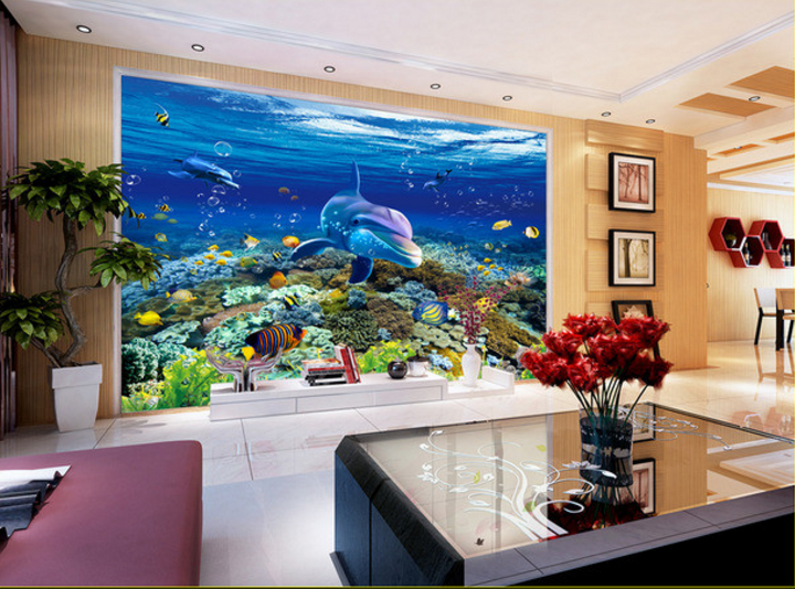 3D Gentle Dolphins 129 Floor Mural Wallpaper AJ Wallpaper 2 