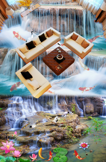 3D White Waterfall 049 Floor Mural Wallpaper AJ Wallpaper 2 