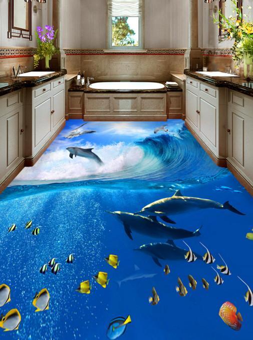 3D Wave Scenery Floor Mural Wallpaper AJ Wallpaper 2 