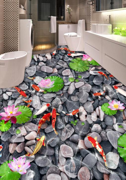 3D Pood Bottom Pebbles Floor Mural Wallpaper AJ Wallpaper 2 