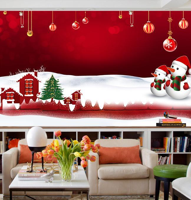 3D Christmas Tree Snowman 042 Wallpaper AJ Wallpaper 