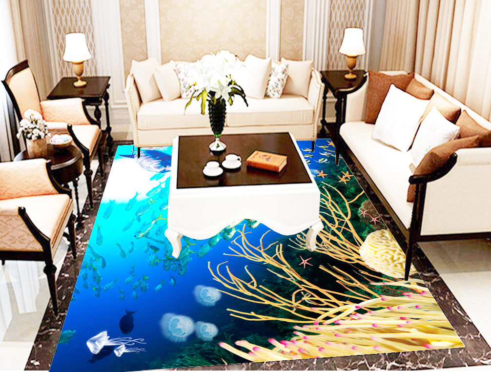 3D Underwater Dolphin 531 Floor Mural  Wallpaper Murals Rug & Mat Print Epoxy waterproof bath floor