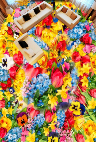 3D Colorful Flowers 093 Floor Mural Wallpaper AJ Wallpaper 2 