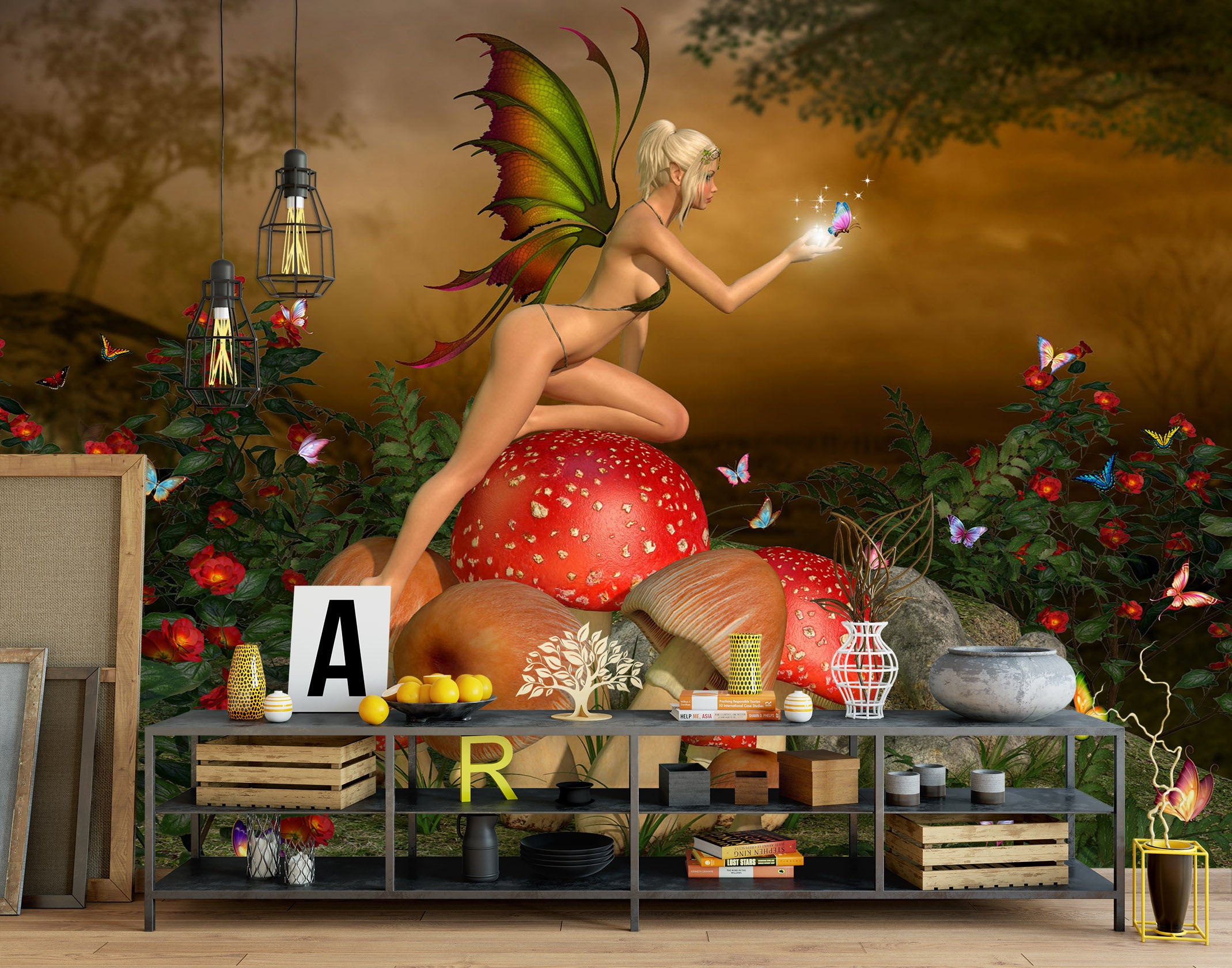 3D Fruit Butterfly Elf 57167 Wall Murals