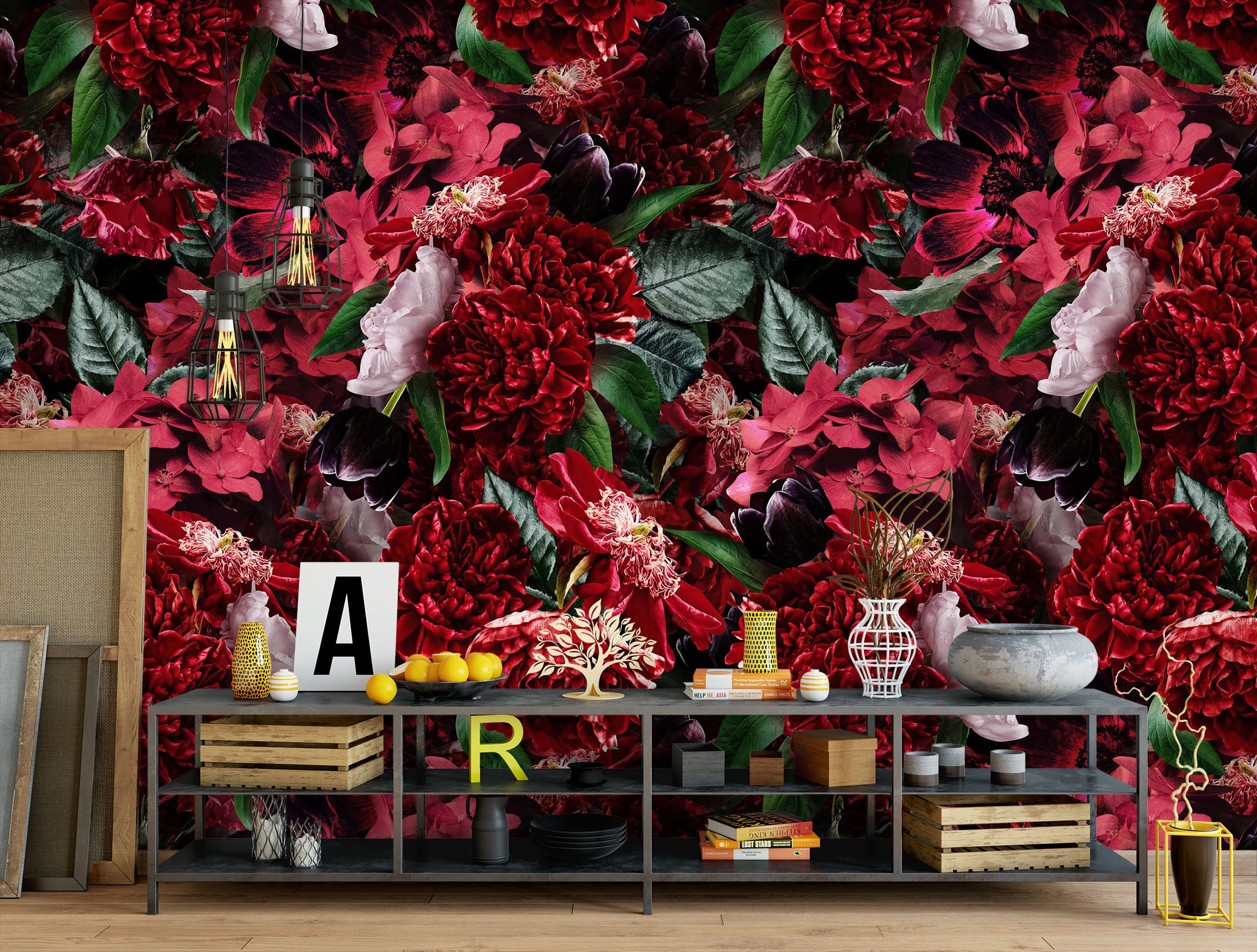 3D Red Flower 144 Uta Naumann Wall Mural Wall Murals