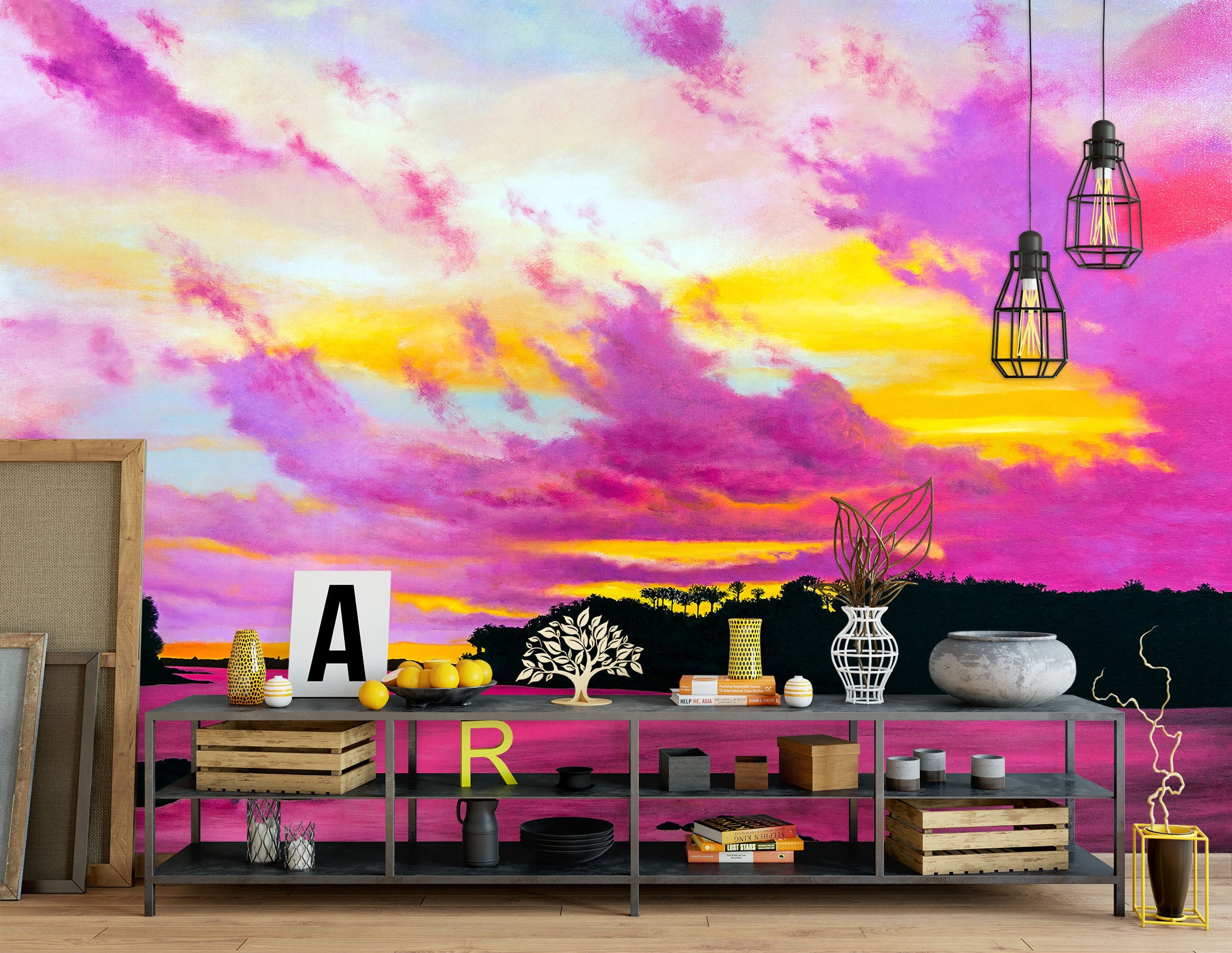 3D Pink Clouds 11104 Matthew Holden Bates Wall Mural Wall Murals