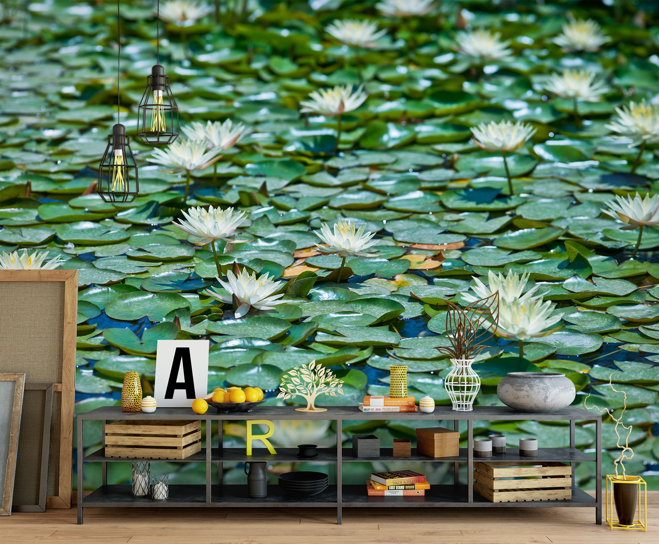 3D Pond Water Lily 6110 Assaf Frank Wall Mural Wall Murals