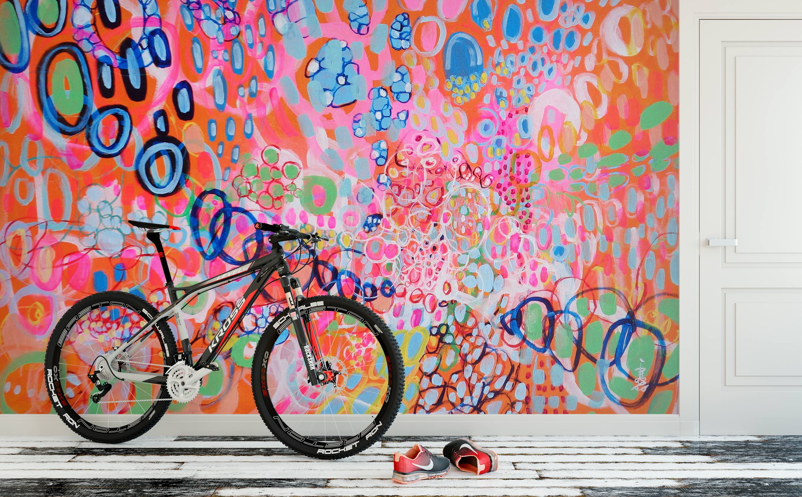 3D Pink Color Circle Pattern 12125 Misako Chida Wall Mural Wall Murals