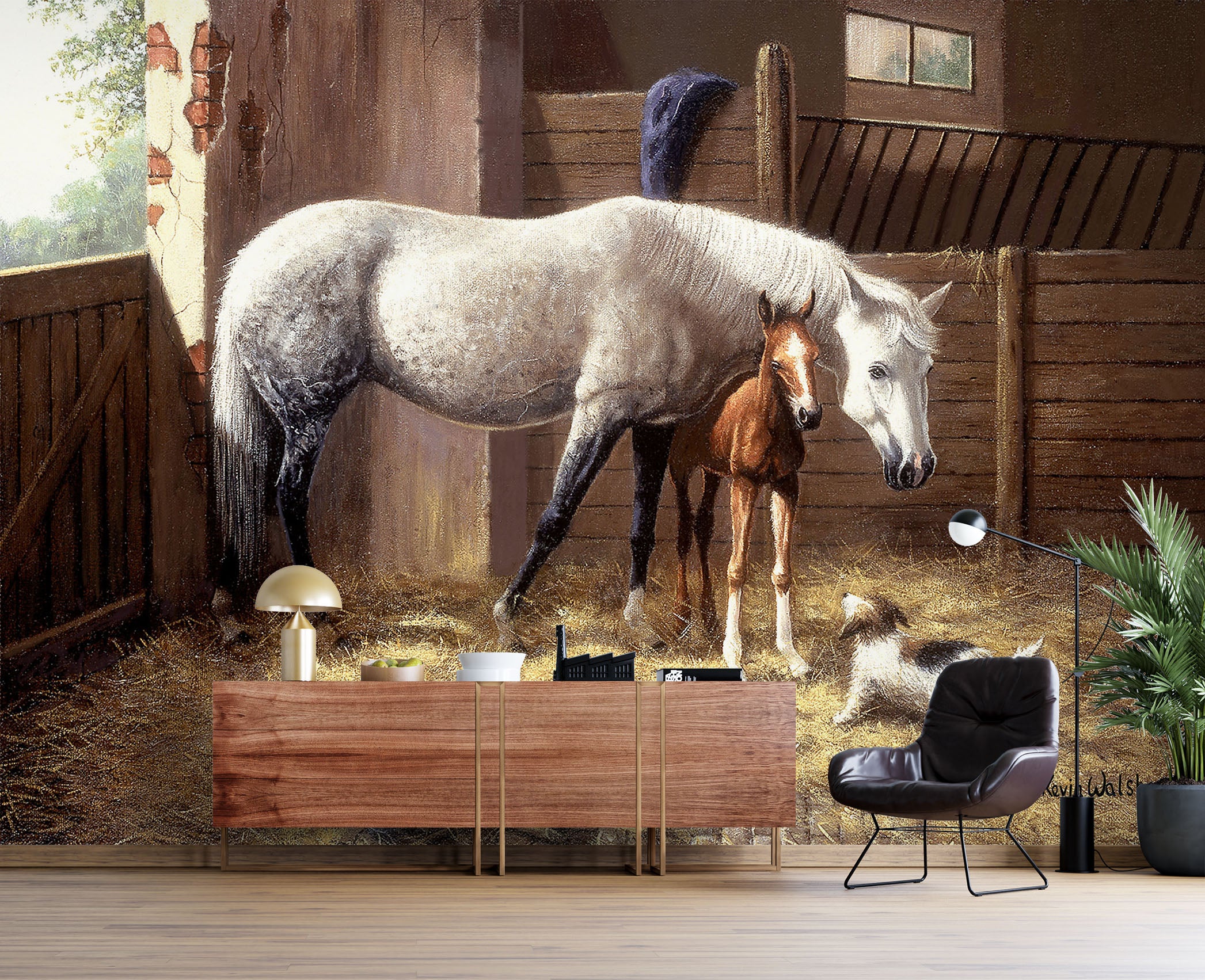 3D White Horse Pony 103 Kevin Walsh Wall Mural Wall Murals
