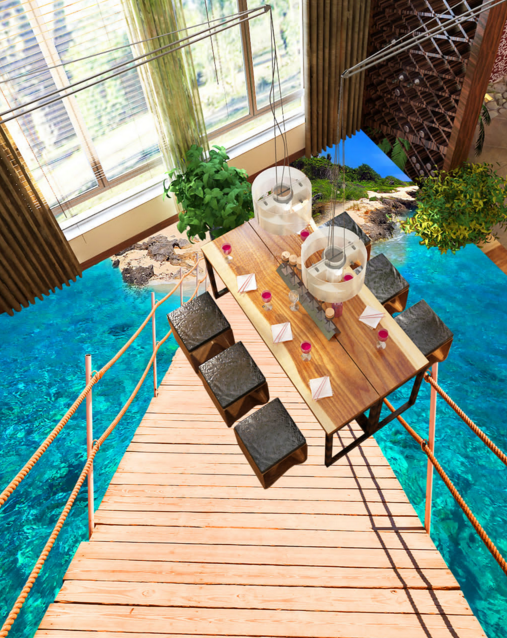 3D Sea Wood Bridge Floor Mural Wallpaper AJ Wallpaper 2 