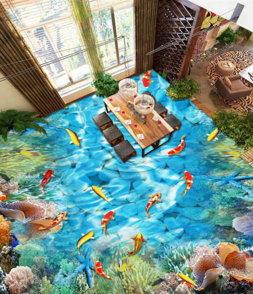 3D Pond Koi 389 Floor Mural  Wallpaper Murals Rug & Mat Print Epoxy waterproof bath floor